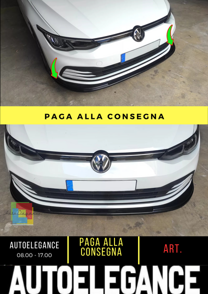 🔥SPLITTER ANTERIORE ADATTO PER VW GOLF MK8 NERO LUCIDO ABS🔥