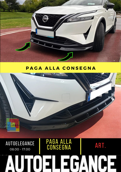 💕SPLITTER ANTERIORE ADATTO PER NISSAN QASHQAI J12 (2021-) NERO LUCIDO ABS💕