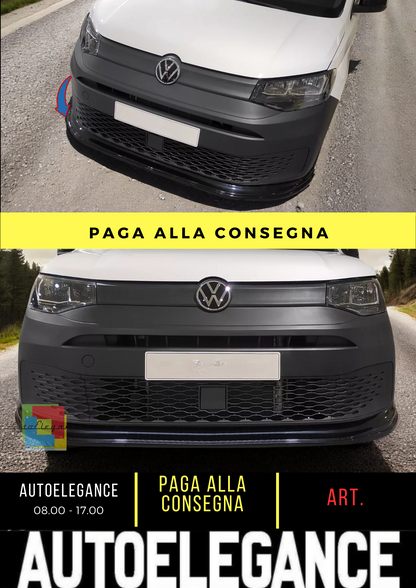 🔥SPLITTER ANTERIORE ADATTO PER VW CADDY MK5 (2021-) NERO LUCIDO ABS🔥