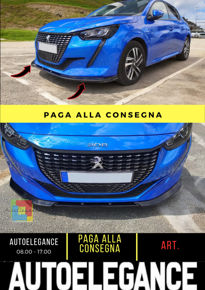 💕SPLITTER ANTERIORE V.1 ADATTO  PER PEUGEOT 208 MK2 (2019-) NERO LUCIDO ABS💕