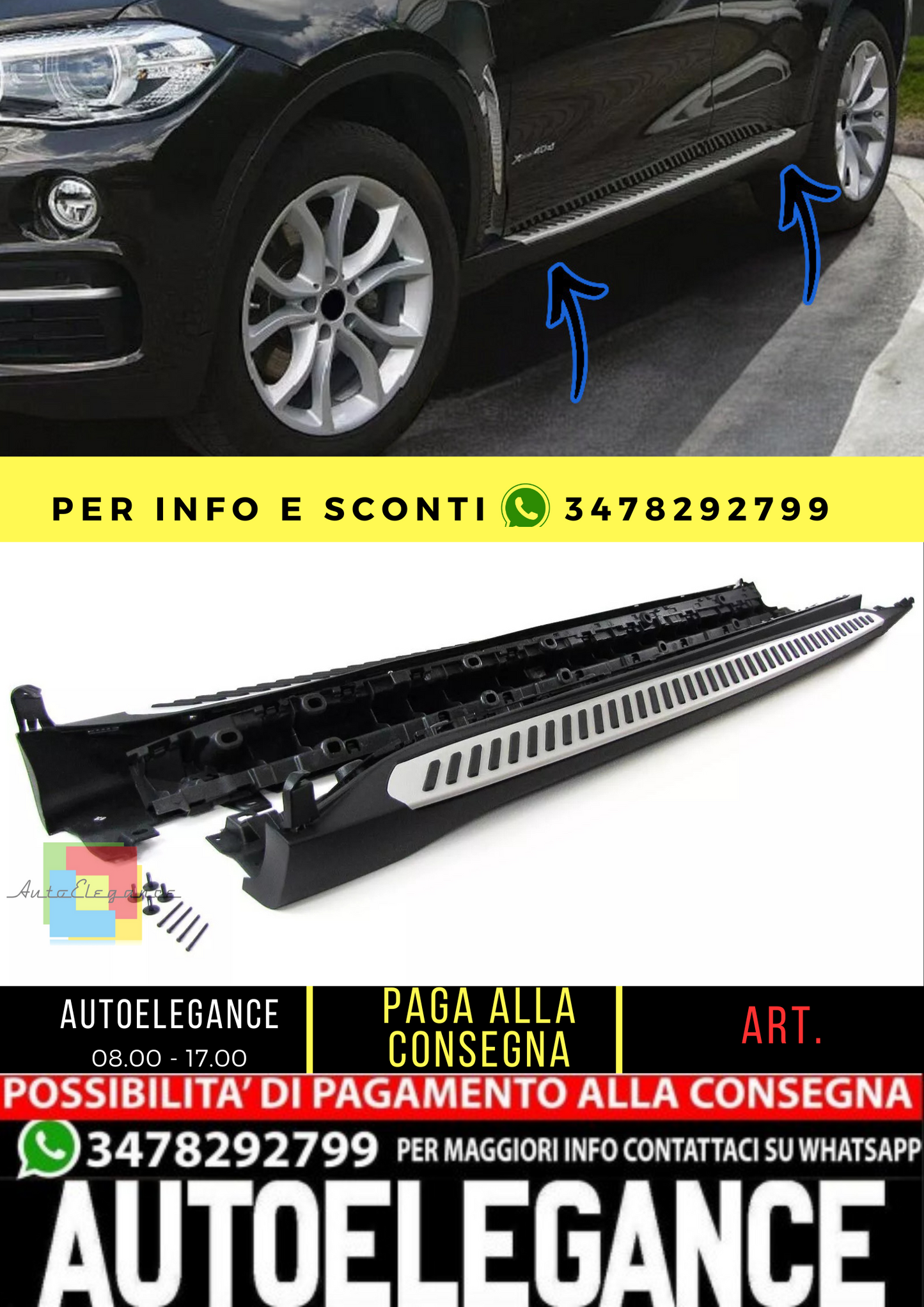 🔥Pedane predellini in alluminio stile OE con ABE adatte per BMW X6 F16 14-19🔥