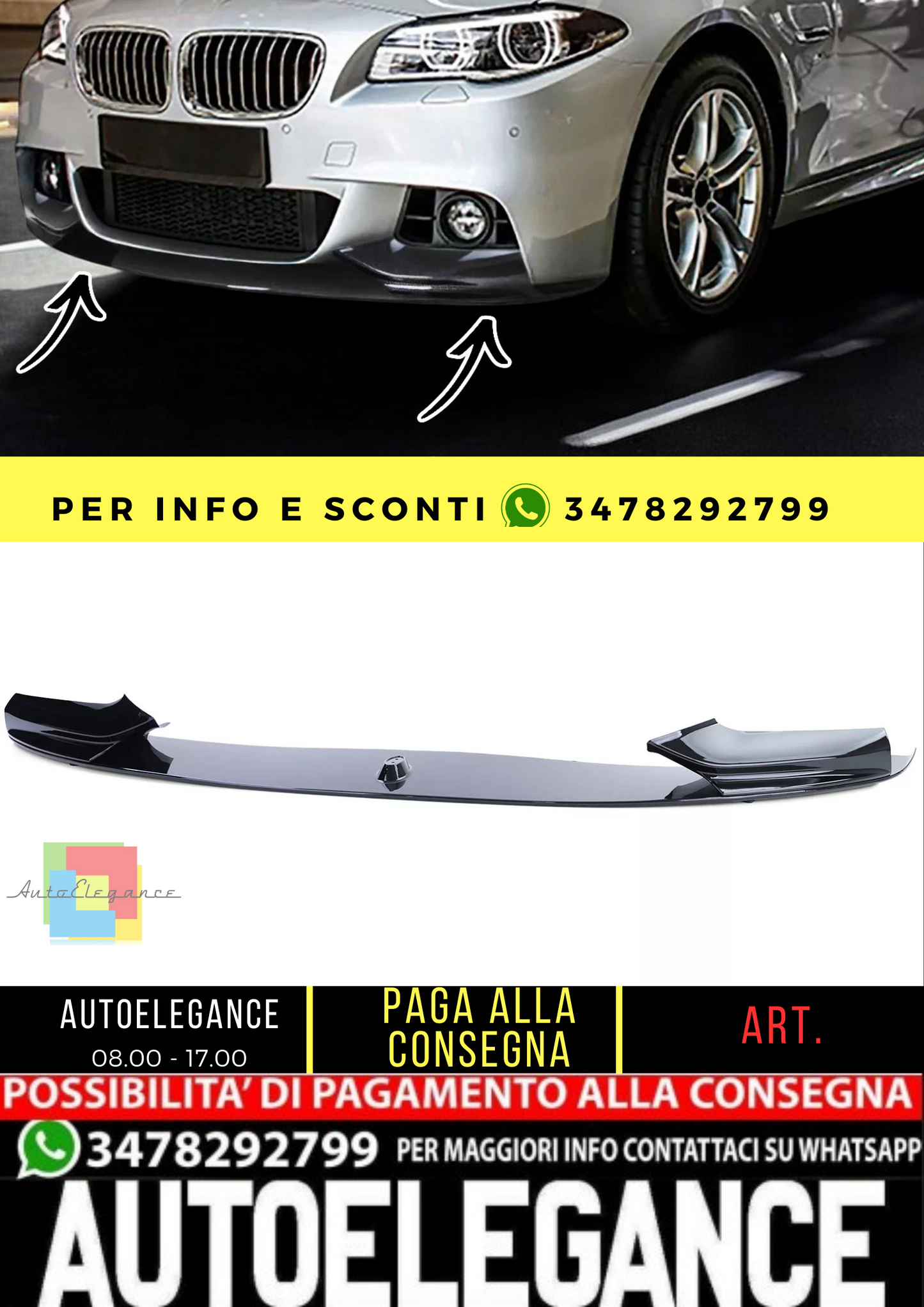 🔥Spoiler per labbro del paraurti dall'aspetto lucido per BMW F10 F11🔥