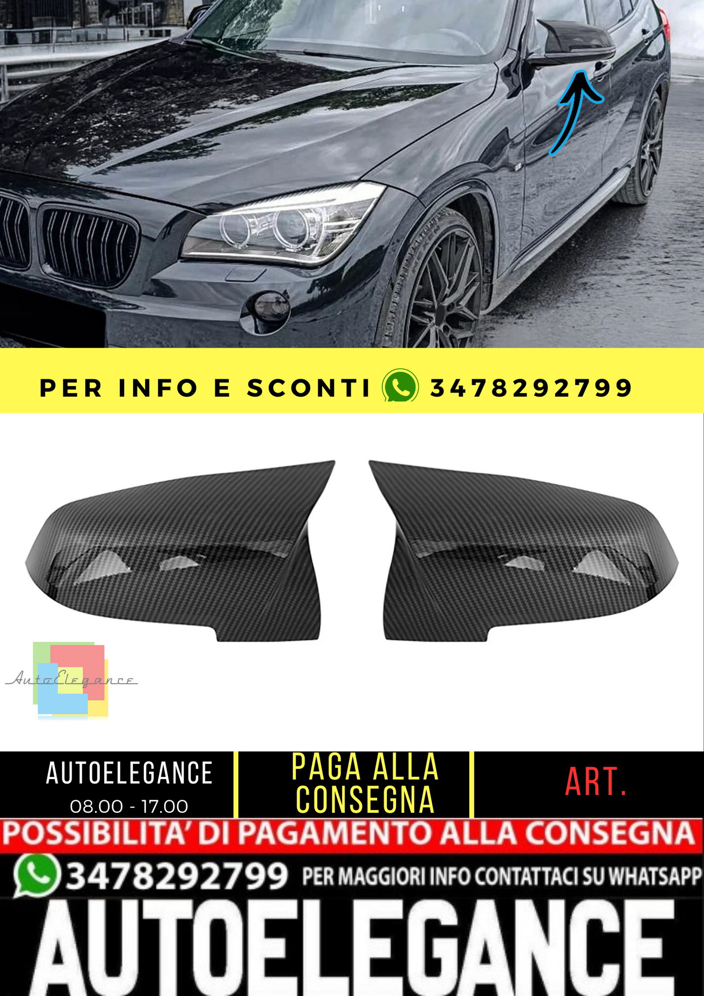 🔥Calotte specchietti di ricambio effetto carbonio adatte per BMW X1 E84 🔥