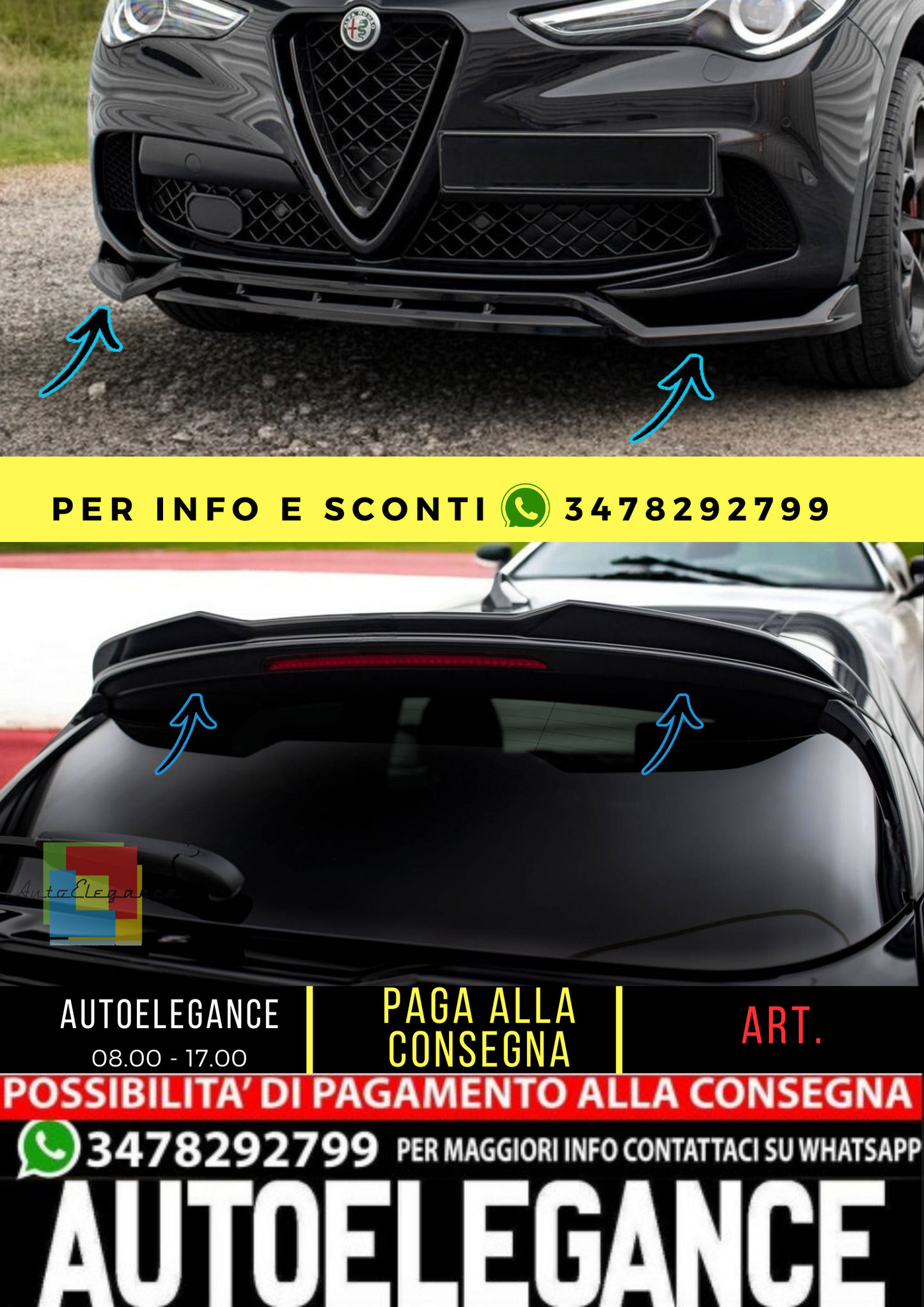 🔥Set di Splitters Alfa Romeo Stelvio Quadrifoglio Mk1🔥