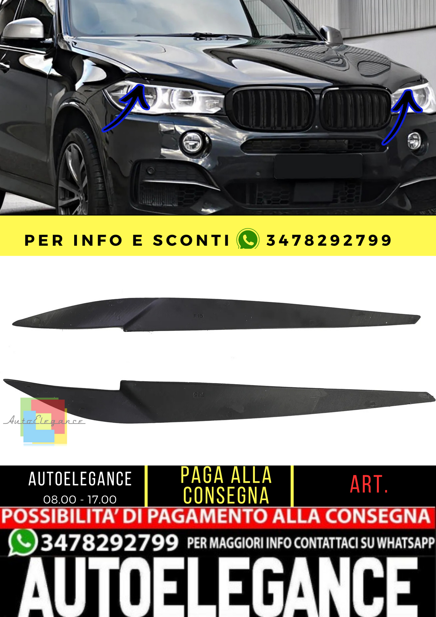 🔥Copri fari evil eye nero lucido adatti per BMW X5 F15 2013-2018 🔥