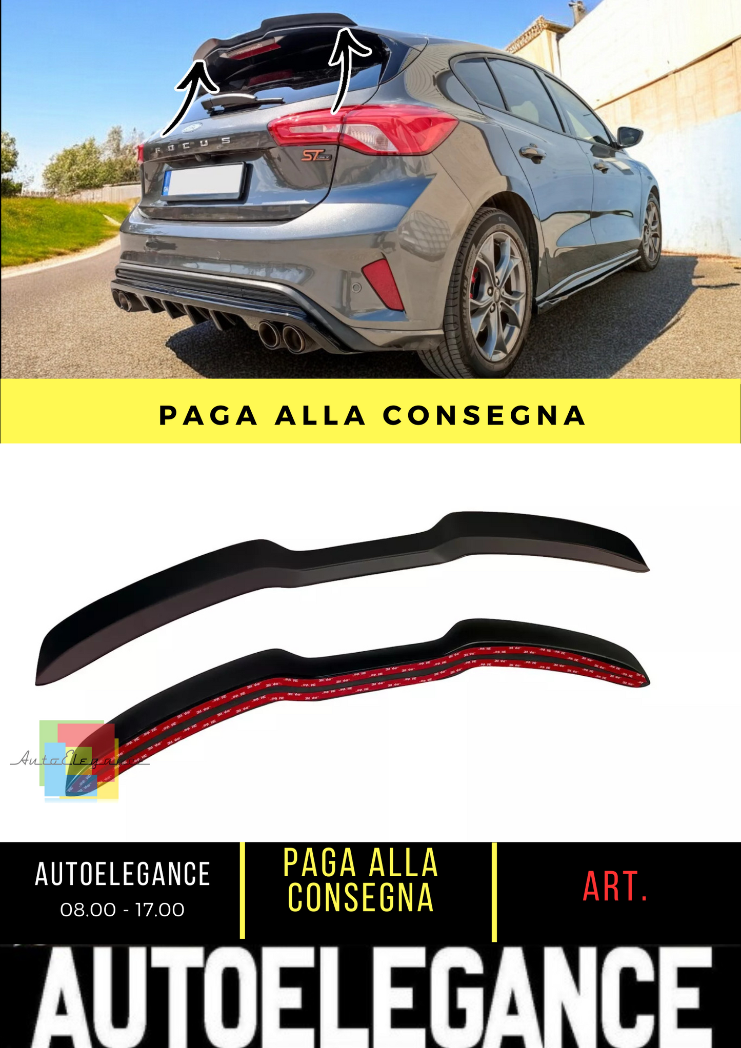🔥EXTENSION ROOF SPOILER SUITABLE FOR FORD FOCUS MK4 ST-LINE (2018-) ABS🔥
