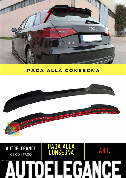 💕EXTENSION ROOF SPOILER SUITABLE FOR AUDI S3 / A3 S-LINE 8V GLOSSY BLACK ABS💕