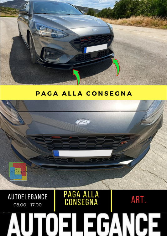 💕FRONT SPLITTER FOR FORD FOCUS MK4 ST / ST-LINE(2018-2022) GLOSSY BLACK ABS💕