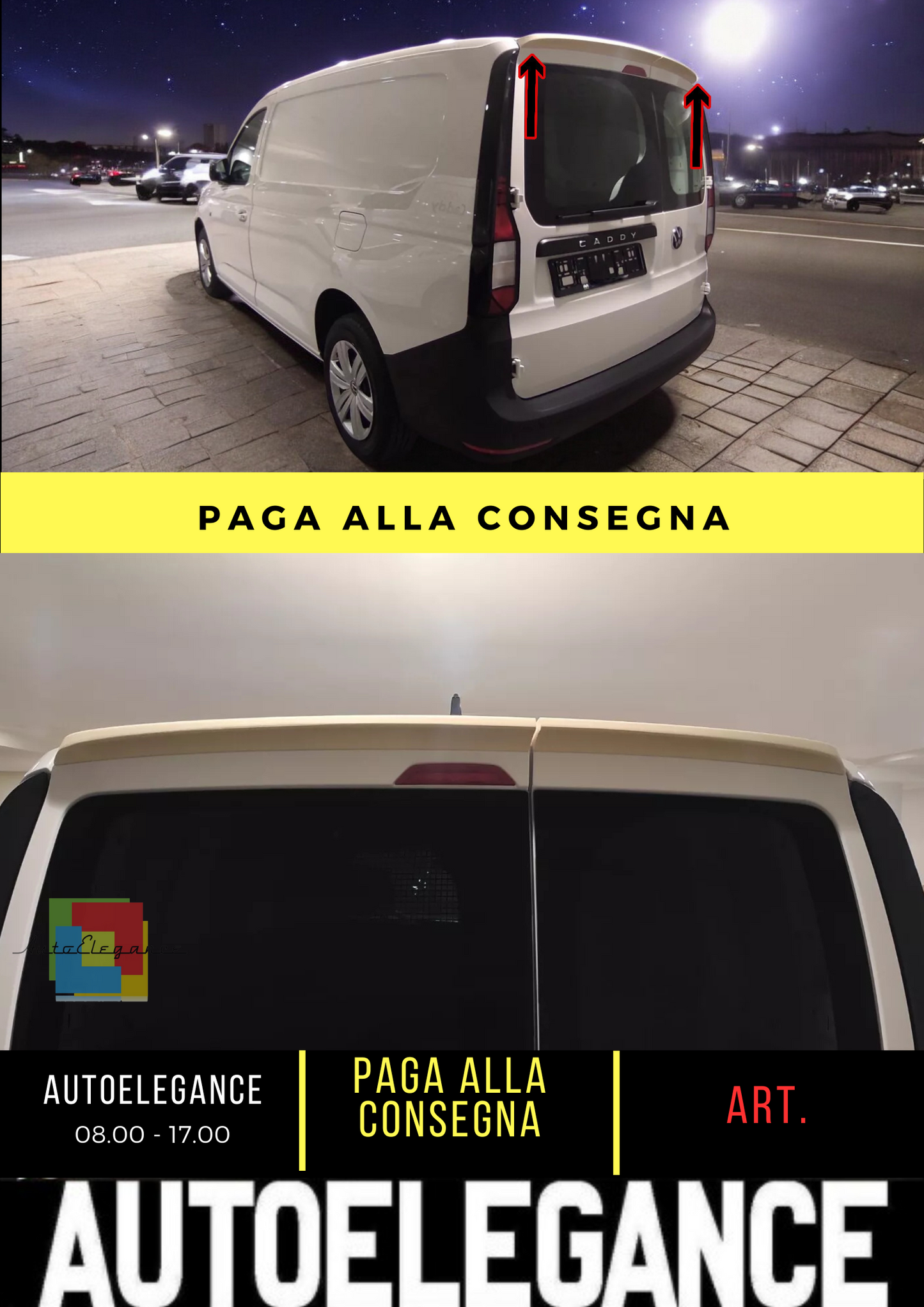 🔥SPOILER TETTO ALETTONE POSTERIORE 2 PORTE ADATTO PER VW CADDY MK5 (2020-)🔥