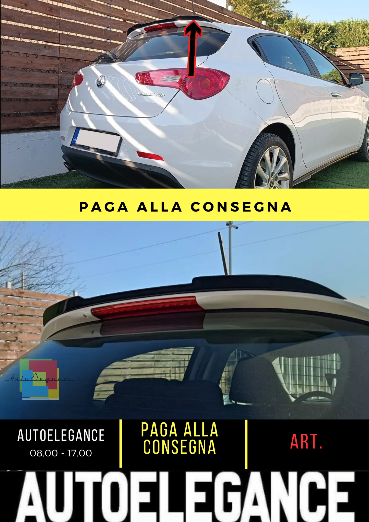 💕EXTENSION ROOF SPOILER SUITABLE FOR ALFA ROMEO GIULIETTA GLOSSY BLACK ABS💕