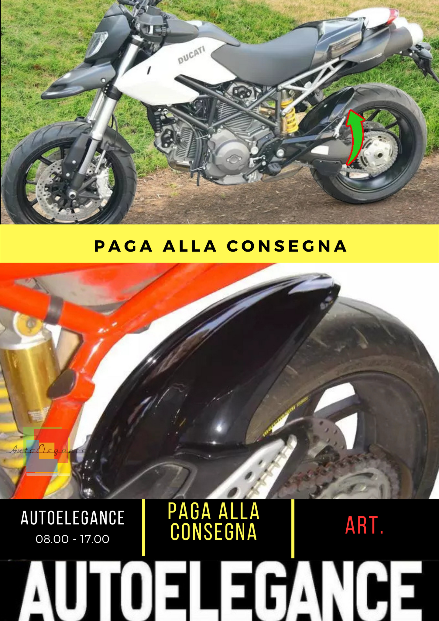 🔥PARAFANGO ABS DUCATI HYPER MOTARD 600 (2008-2012) ABBRACCIO POSTERIORE🔥