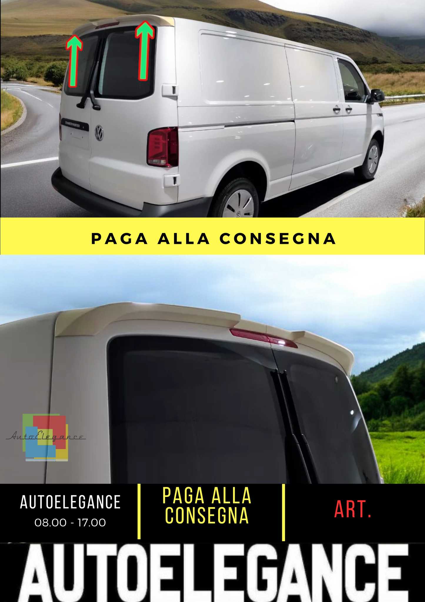 🔥SPOILER TETTO ALETTONE POSTERIORE 2 PORTE ADATTO PER VW T6.1🔥