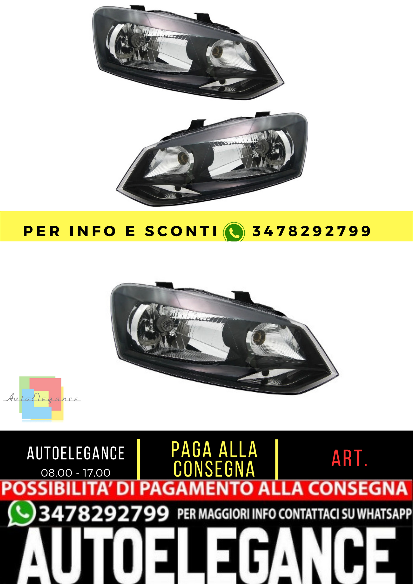 🔥Set fari per VW Polo 6R 2009-2014 H4 LWR attuatore alogeno TREND🔥