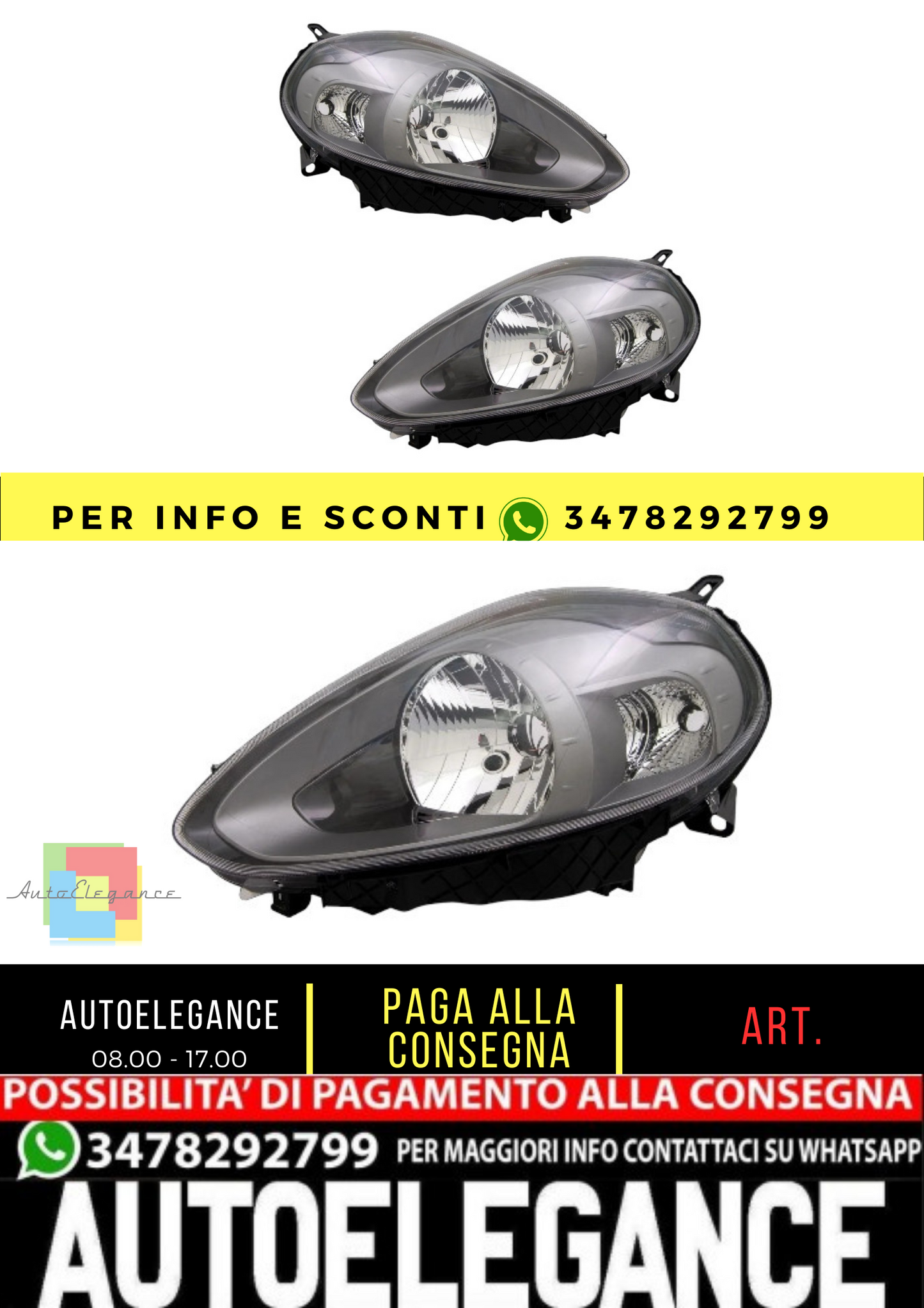 🔥Front headlight kit for Fiat Punto + Evo 199 anthracite H4 halogen🔥