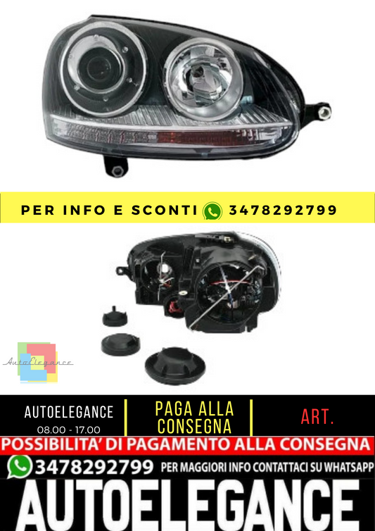 🔥Faro destro per VW Golf 5 + Jetta 3 + GTI con xeno D2S in nero🔥