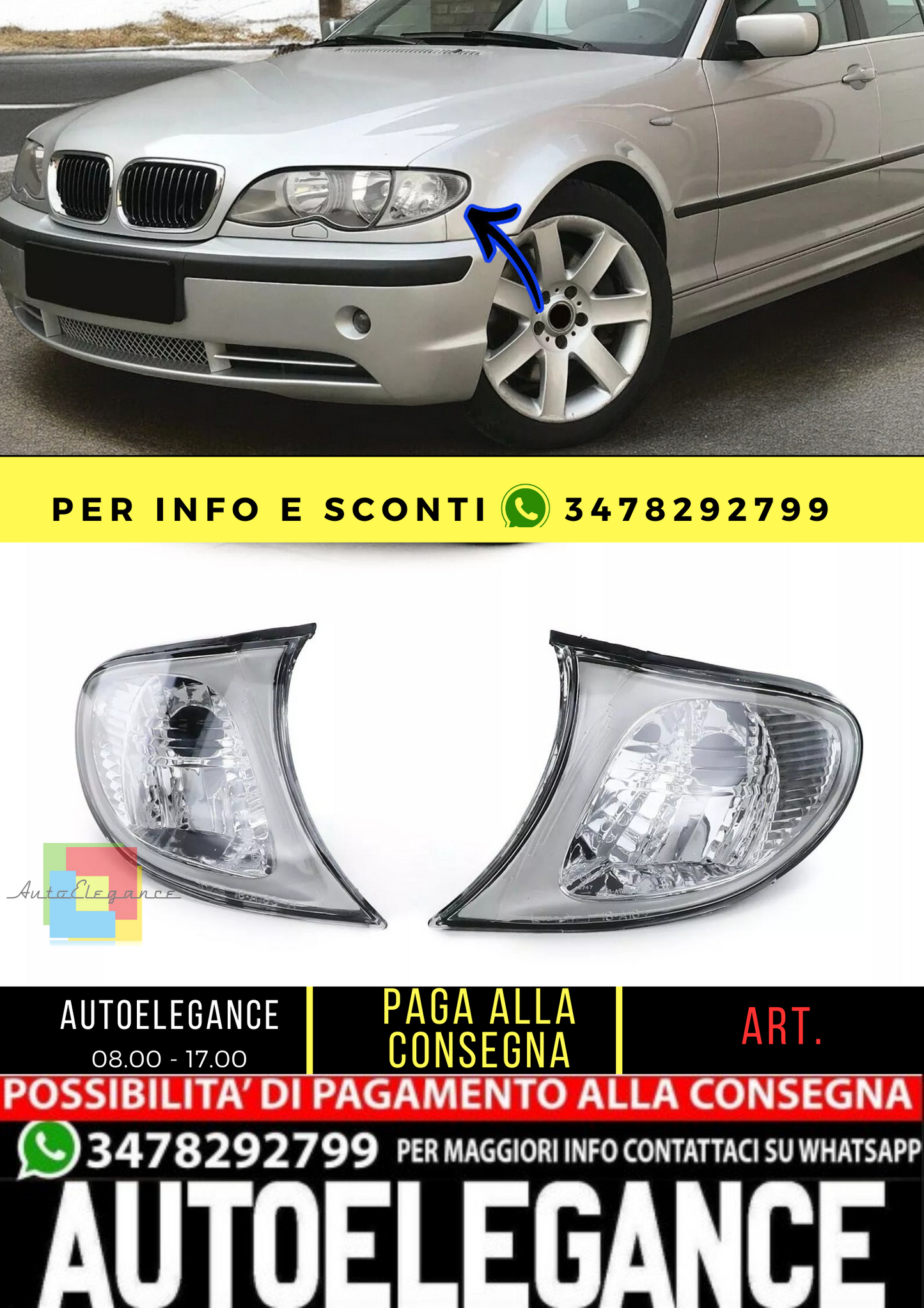 🔥Freccia bianca trasparente destra sinistra adatta per BMW E46 Berlina Touring 01-05🔥