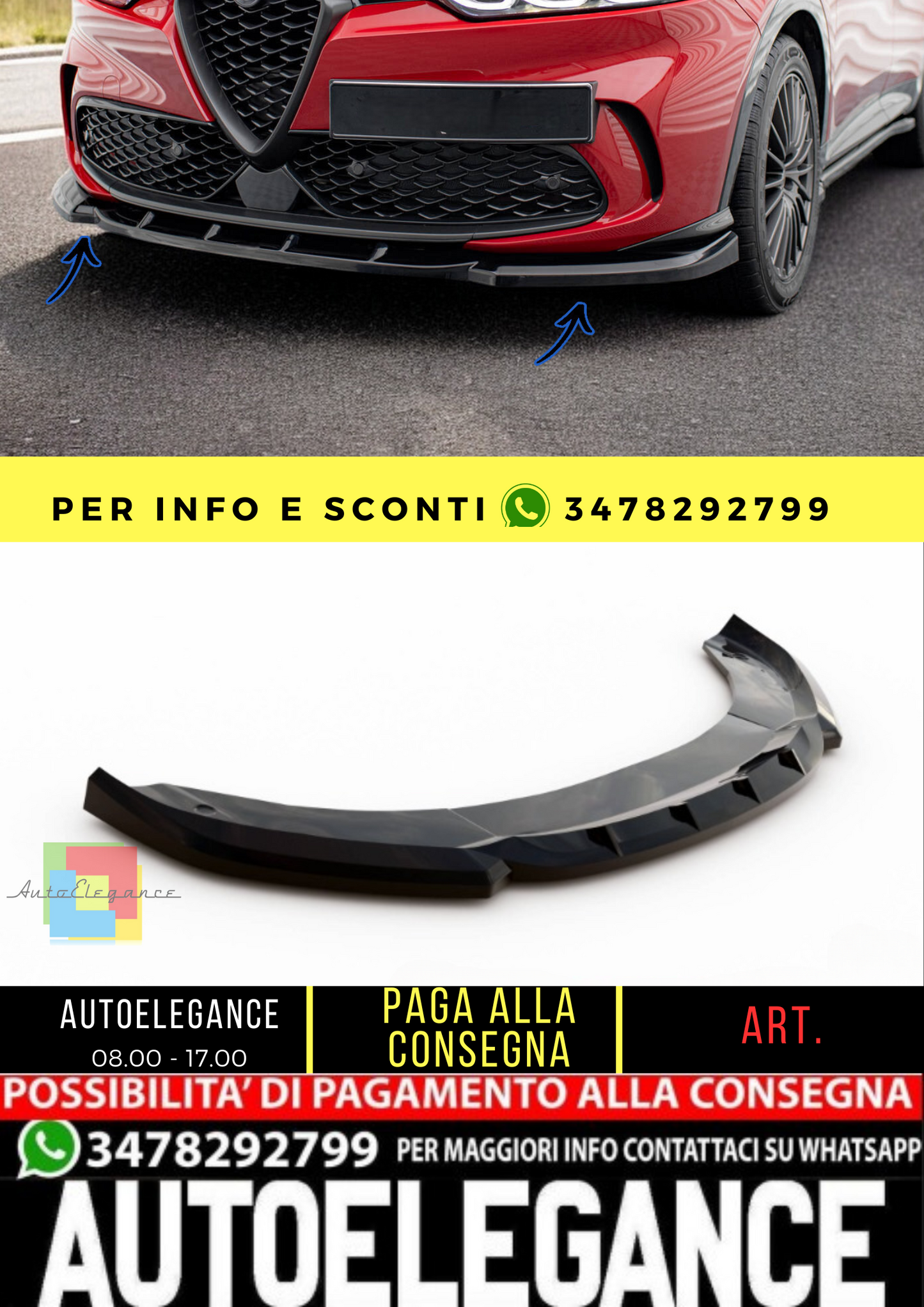 🔥Splitter anteriore V.2 Alfa Romeo Tonale Mk1🔥