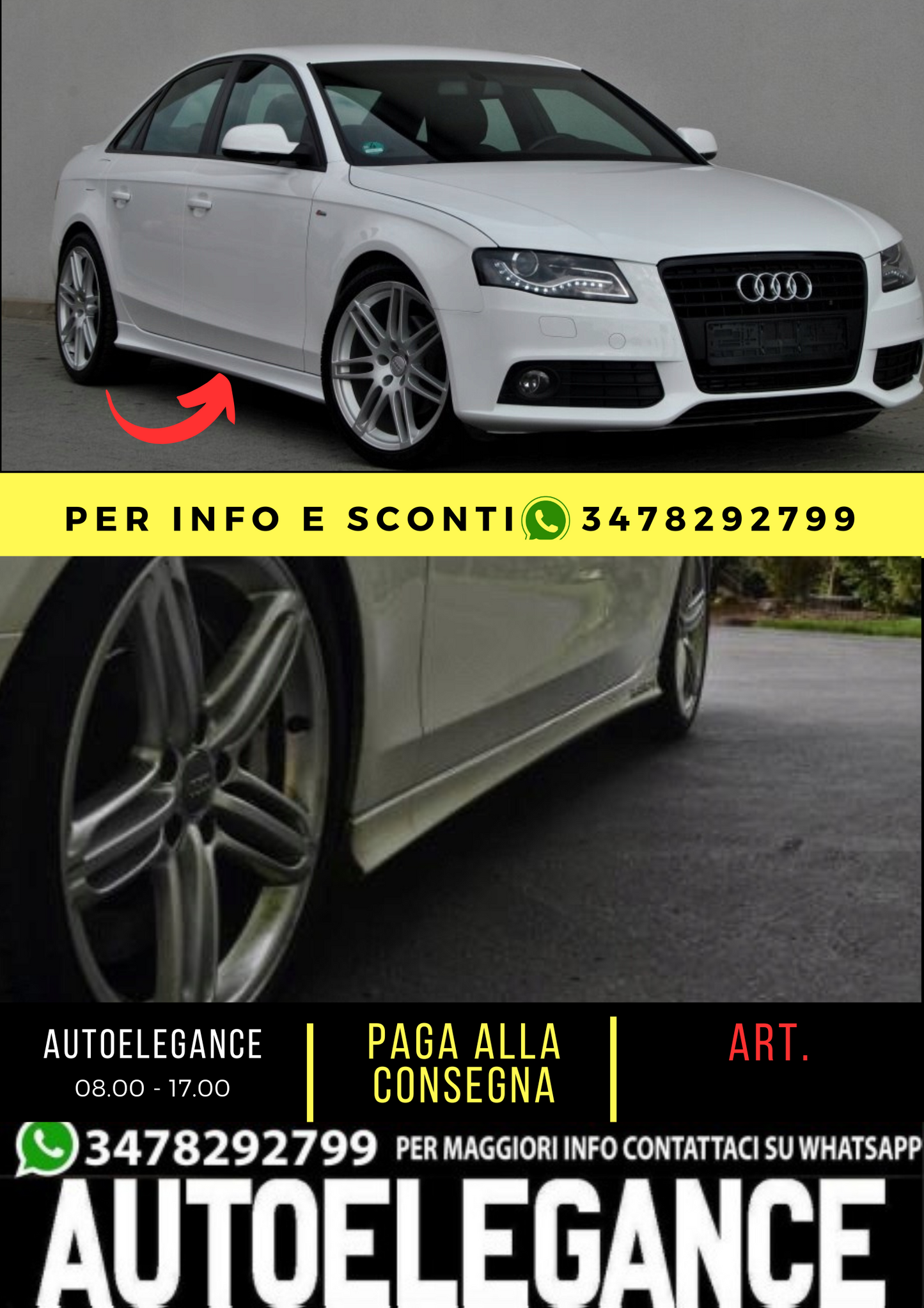💕MINIGONNE LATERALI ADATTO PER AUDI A4 S4 B8 💕