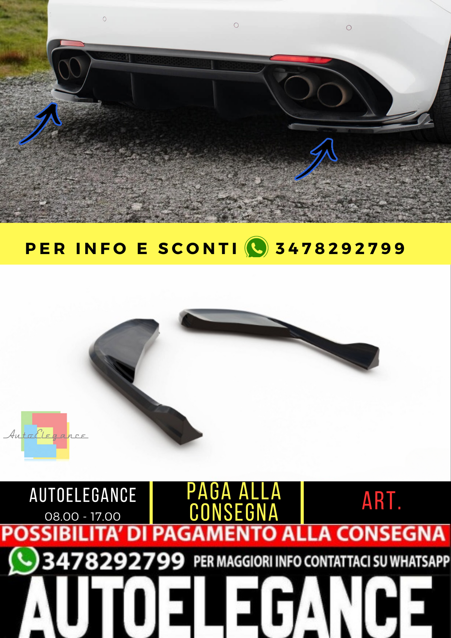 🔥Rear Side Splitters Alfa Romeo Giulia Quadrifoglio 🔥