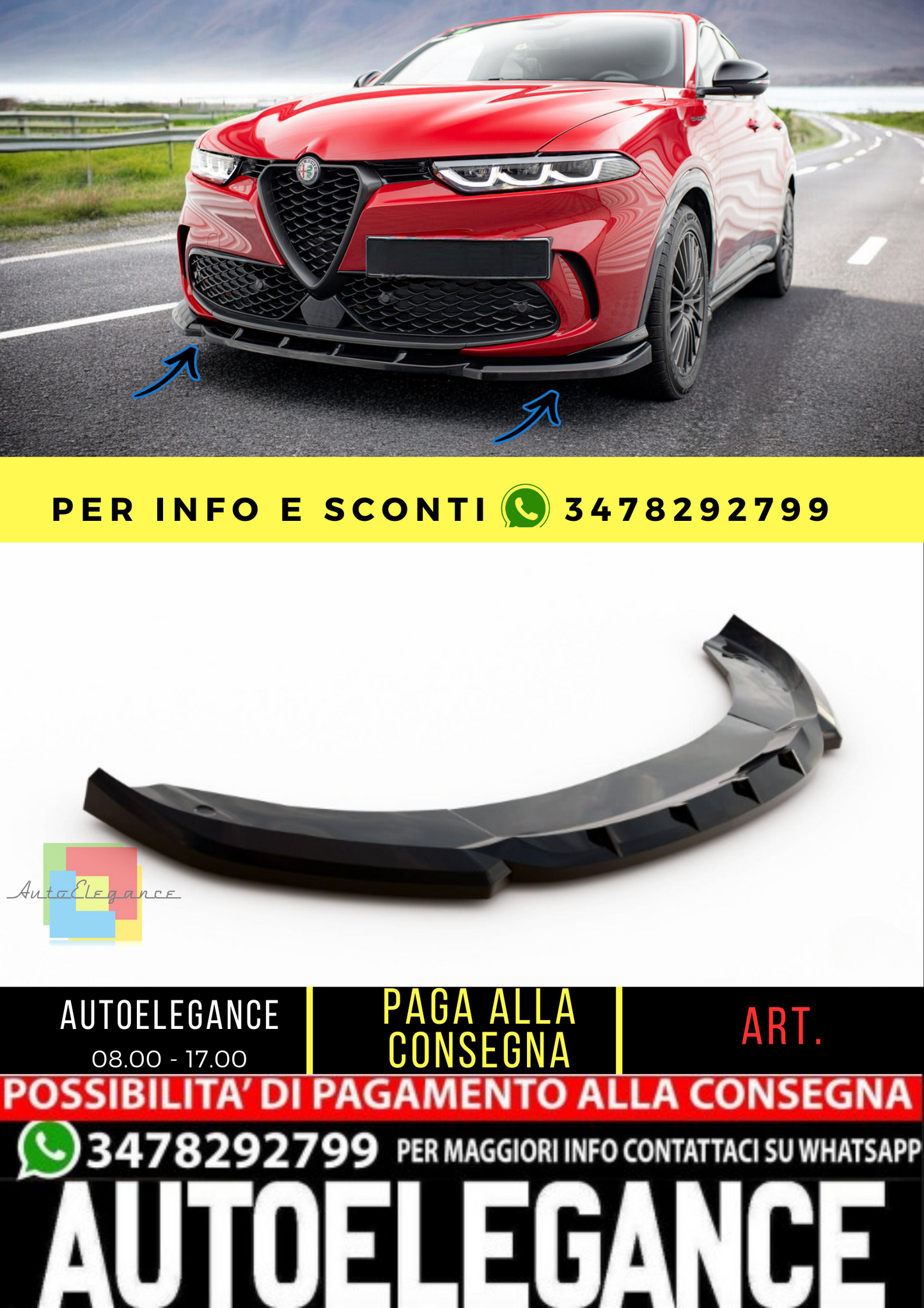 🔥Splitter anteriore V.2 Alfa Romeo Tonale Mk1🔥