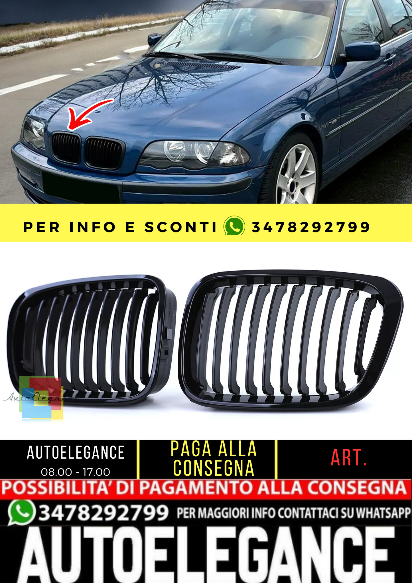 🔥Lucido prestazionale della griglia del radiatore sportiva per BMW Serie 3 E46 Limousine Touring 98-01🔥