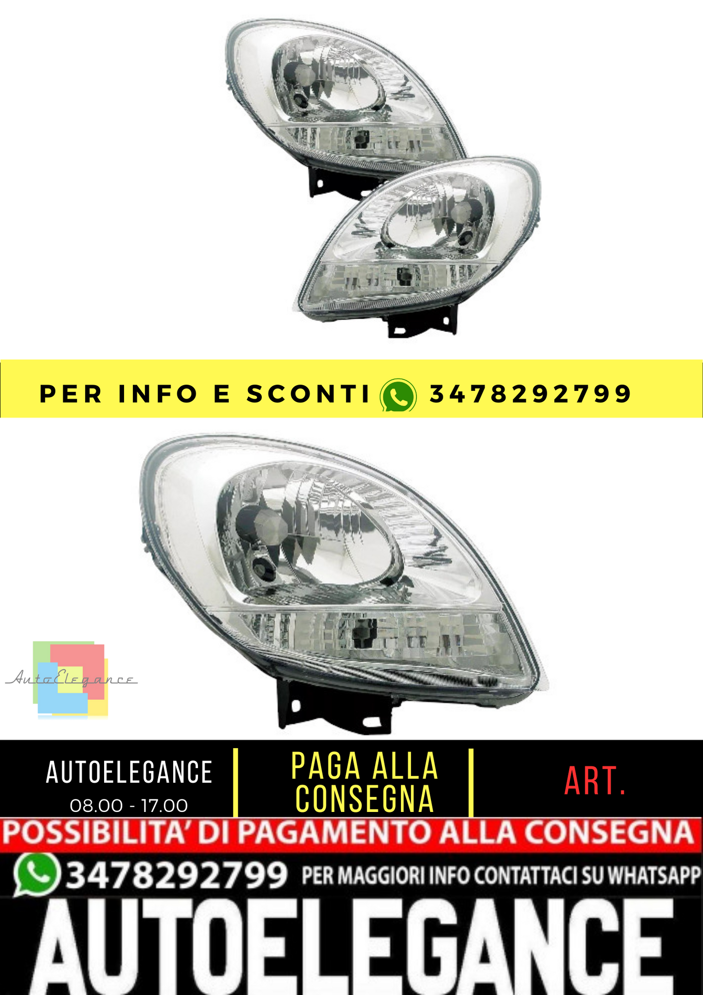 🔥Set fari per Renault Kangoo 1 Nissan Kubistar H4 alogena LWR🔥