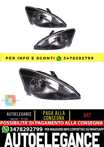 🔥Set fari per Ford Focus MK1 1998-2001 in nero alogeno H4 LWR🔥