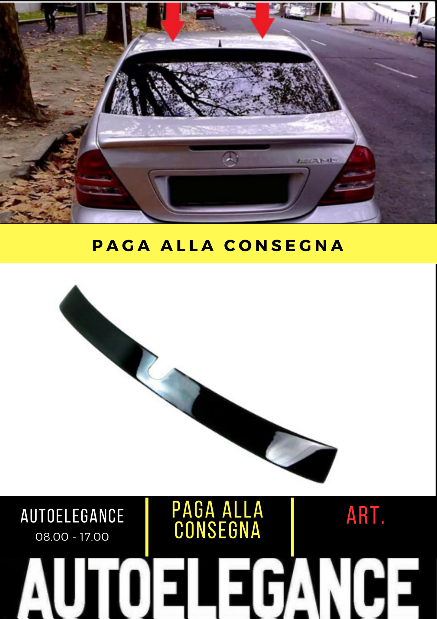 💕 REAR SPOILER SUITABLE FOR MERCEDES C-CLASS W203 GLOSSY BLACK 💕