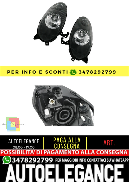 🔥Set fari per Nissan Micra K12 2003-2007 H4 alogeni neri🔥