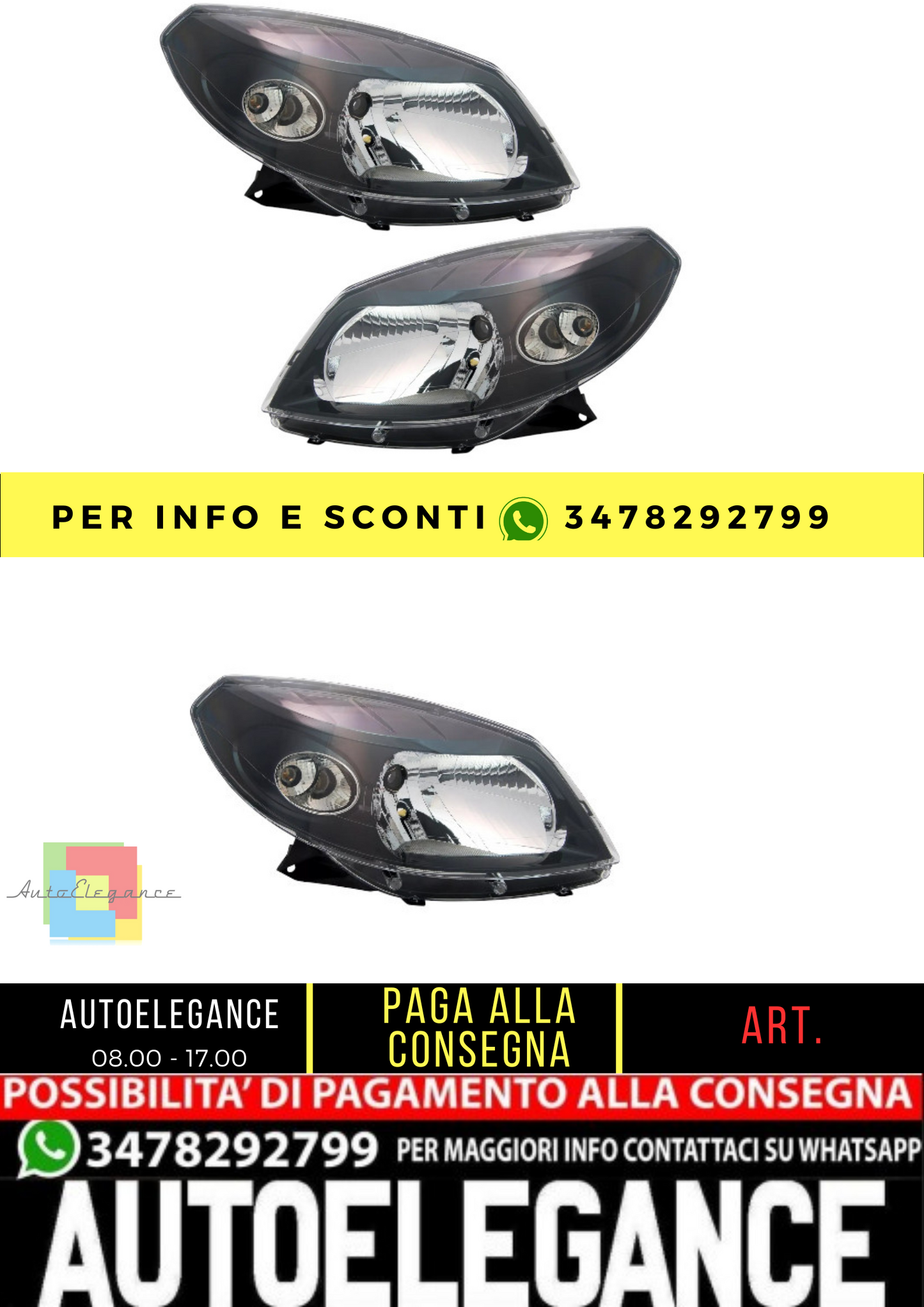 🔥Set fari per Dacia Sandero (B90) H4 STEPWAY CABLE 2008- Nero🔥