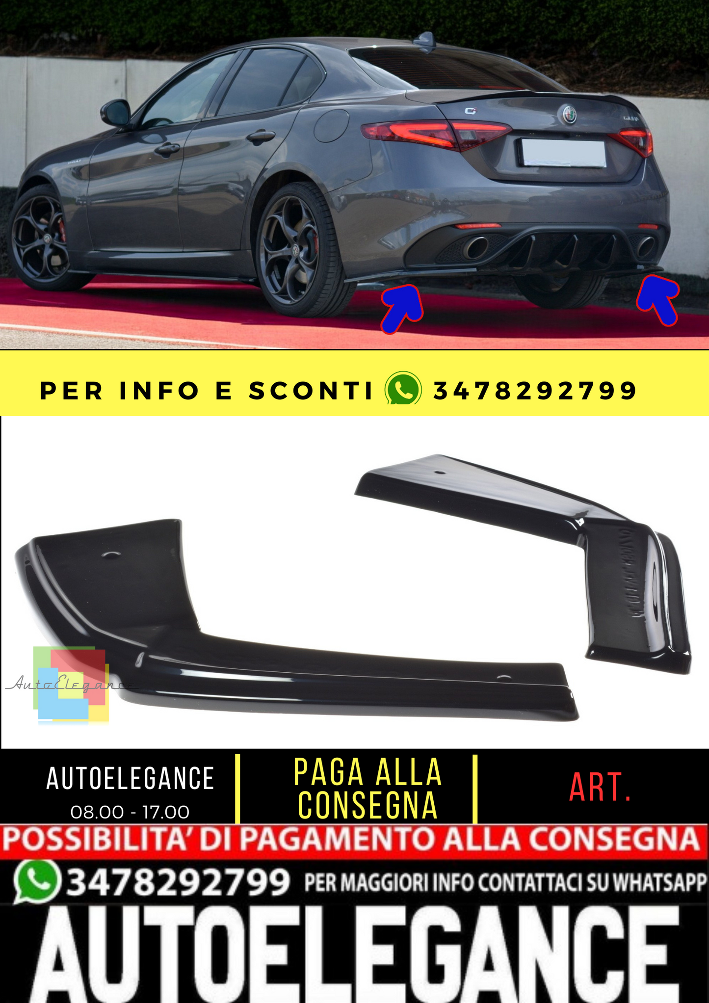 🔥SPLITTER LATERALI POSTERIORI ALFA ROMEO GIULIA VELOCE🔥