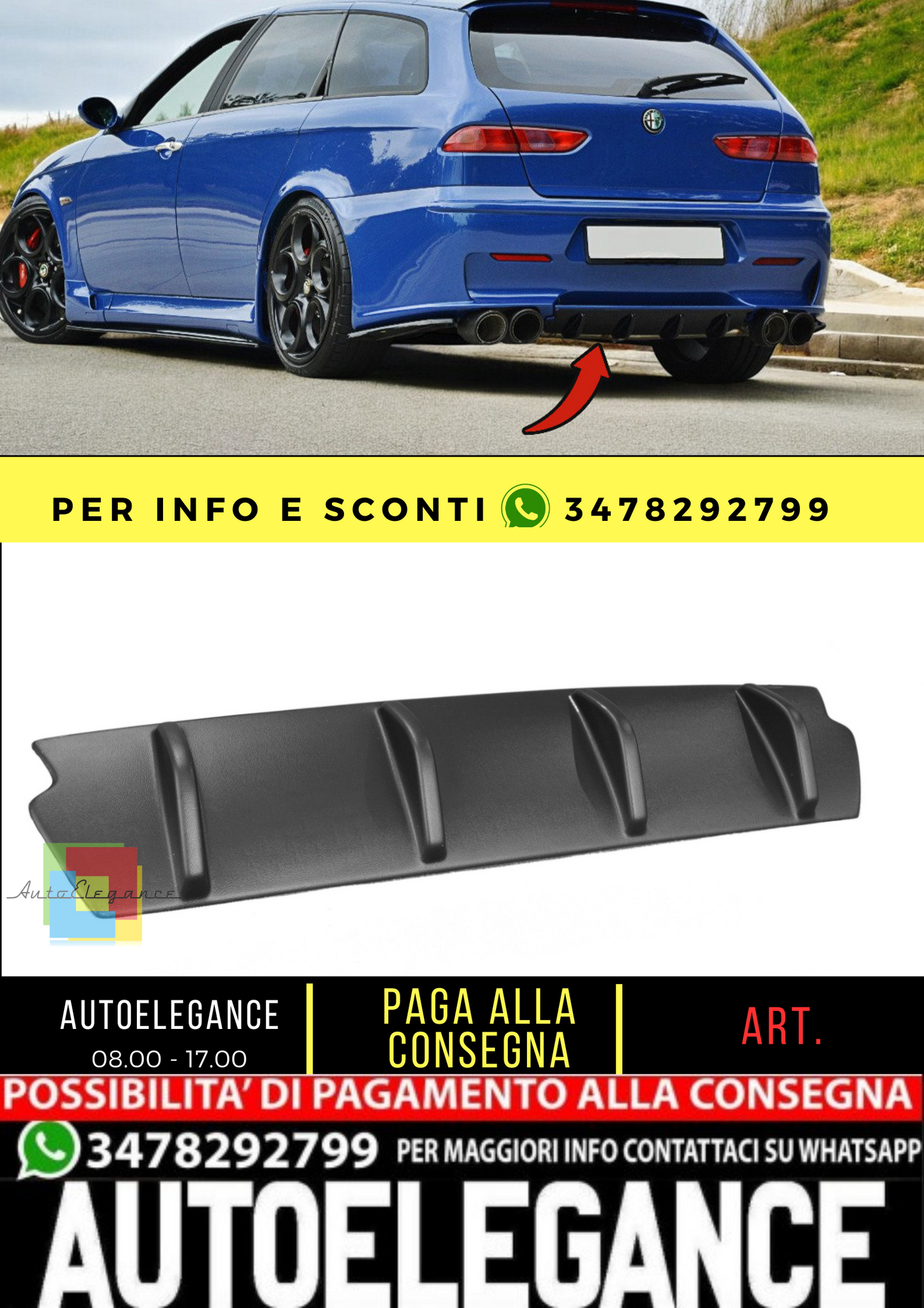 🔥Splitter posteriore ALFA ROMEO 156 GTA SW🔥