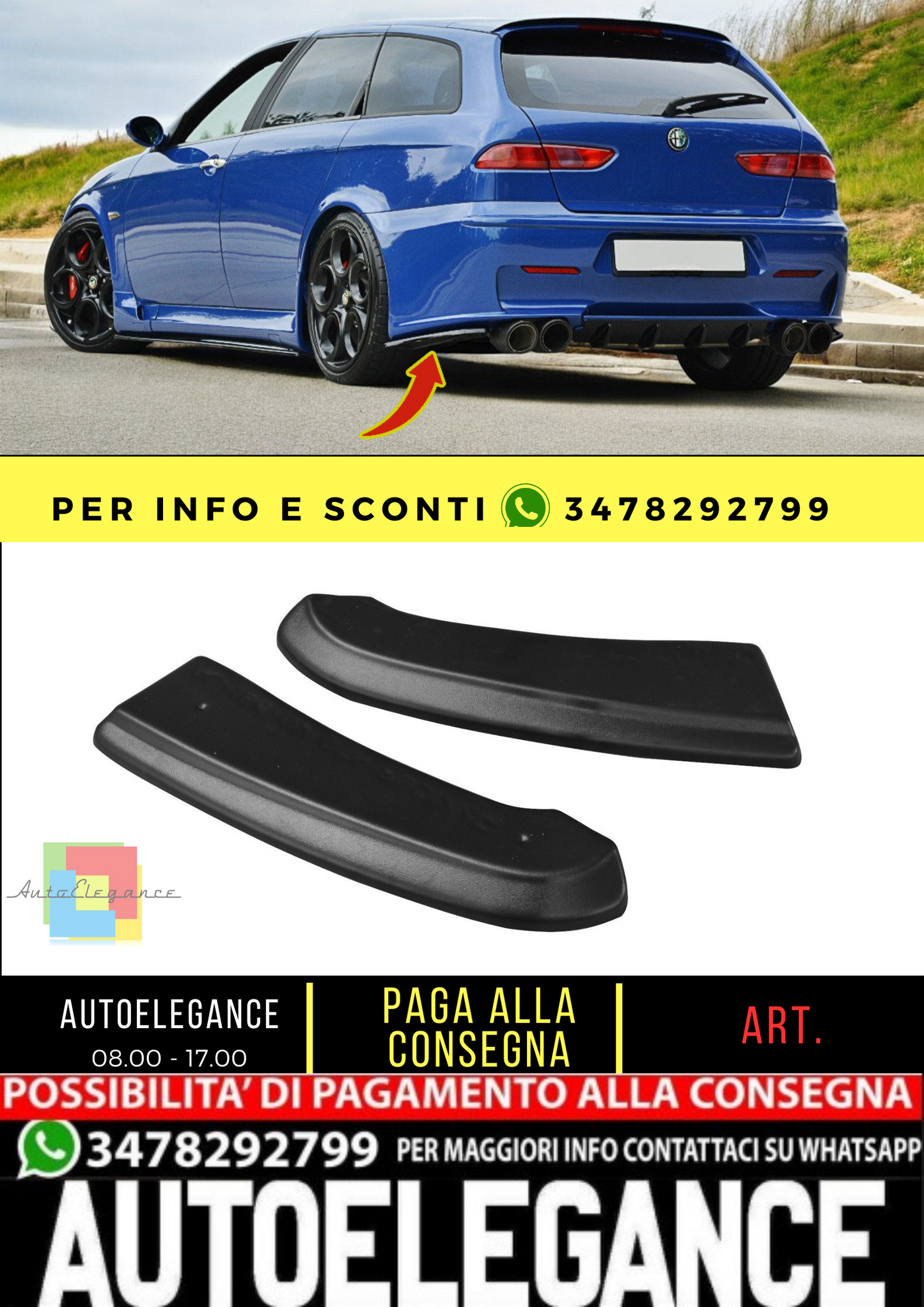 🔥SPLITTER LATERALI POSTERIORI ALFA ROMEO 156 GTA SW🔥