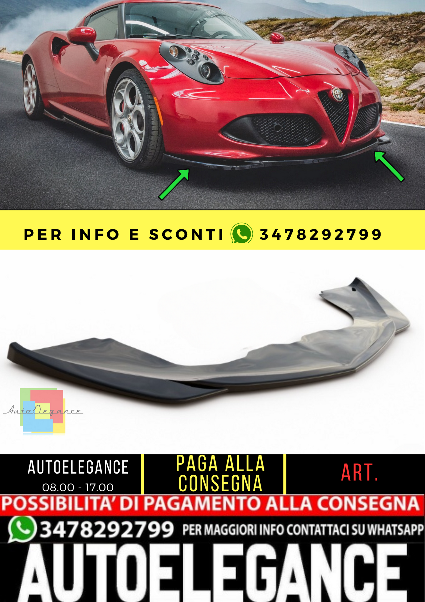 😊Splitter anteriore Alfa Romeo 4C😊