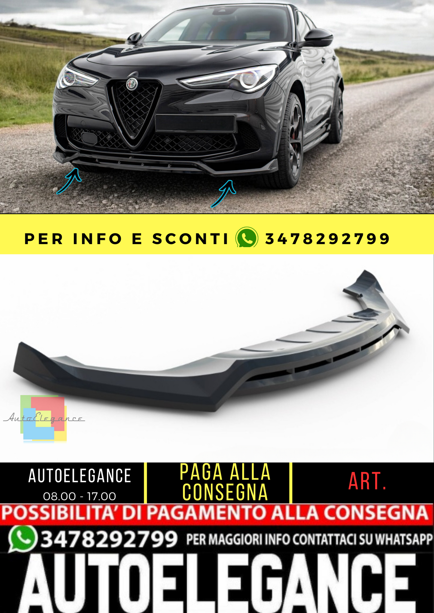 🔥Splitter anteriore Alfa Romeo Stelvio Quadrifoglio Mk1🔥