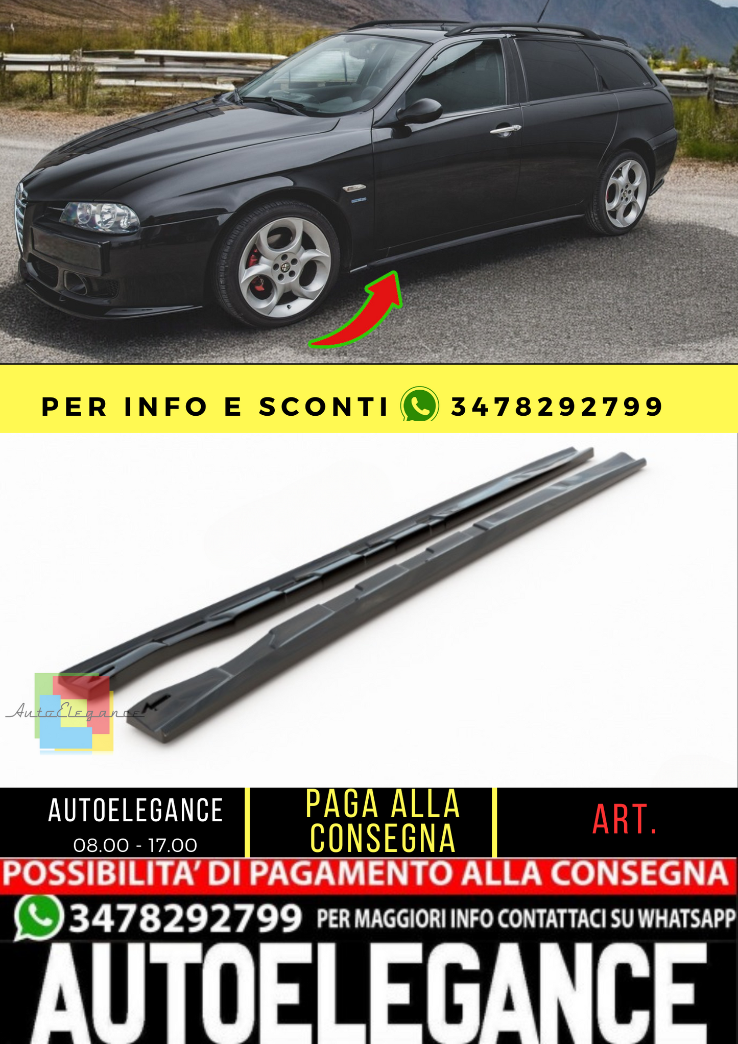 🔥Minigonne Laterali Diffusori Alfa Romeo 156 Facelift🔥