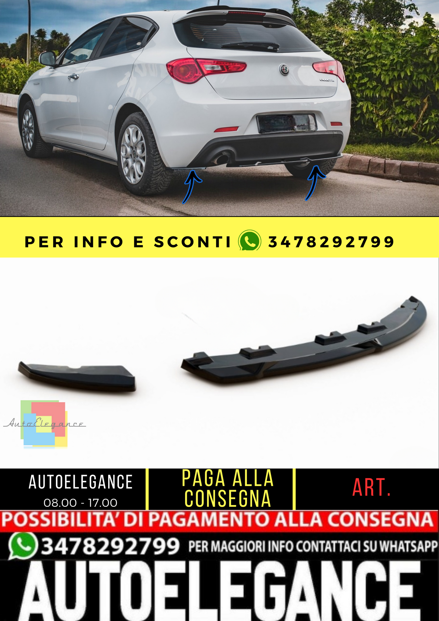🔥Splitter Laterali Posteriori V.1 Alfa Romeo Giulietta🔥