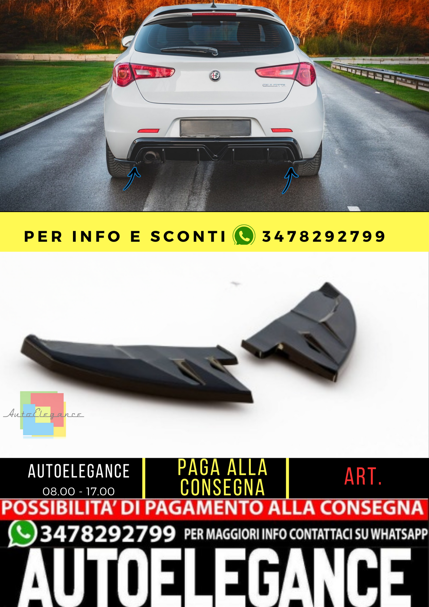 🔥Splitter Laterali Posteriori V.3 Alfa Romeo Giulietta Facelift🔥