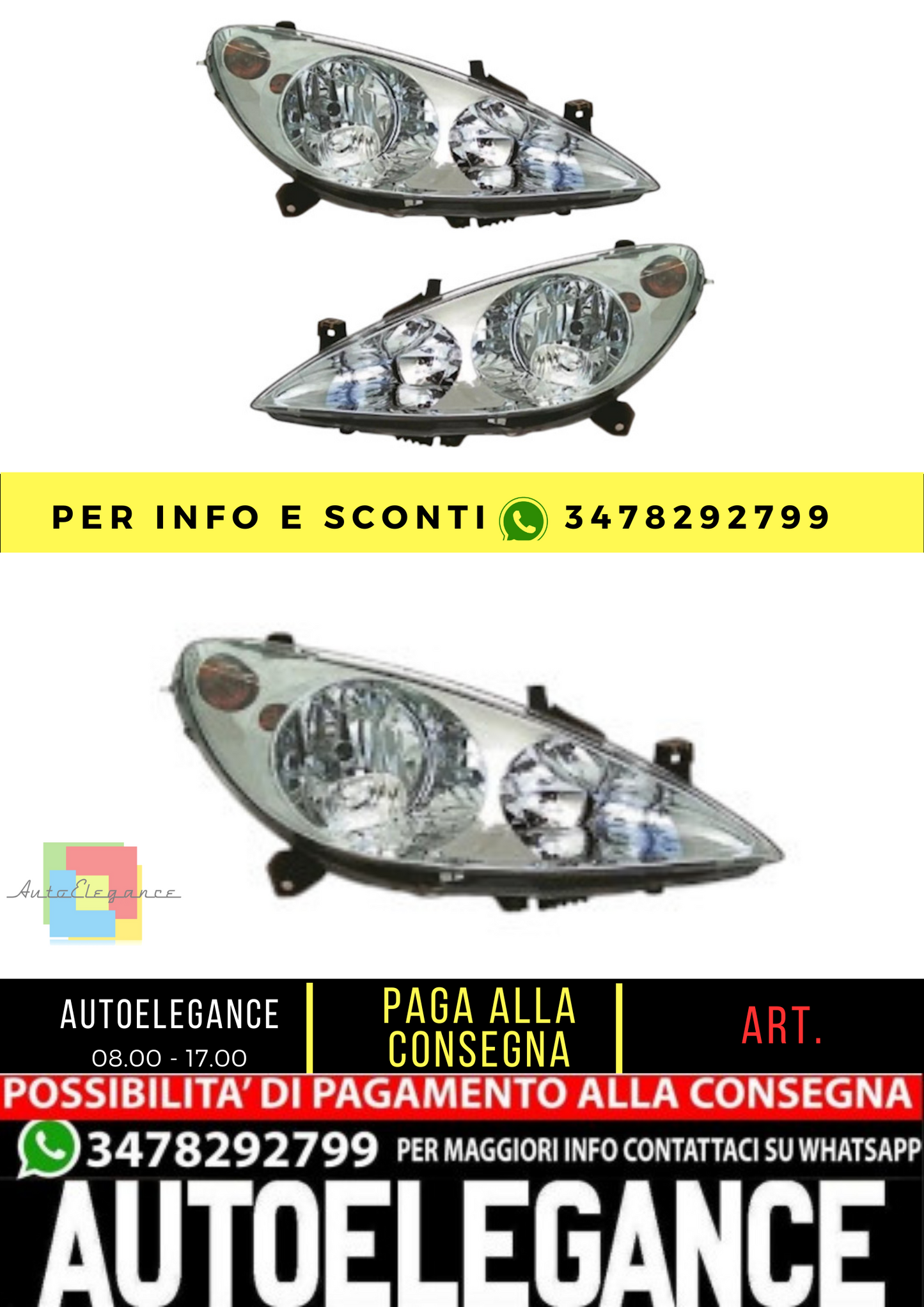 🔥Set fari per Peugeot 307 2000-2005 H1 H7 alogeno LWR V-System🔥