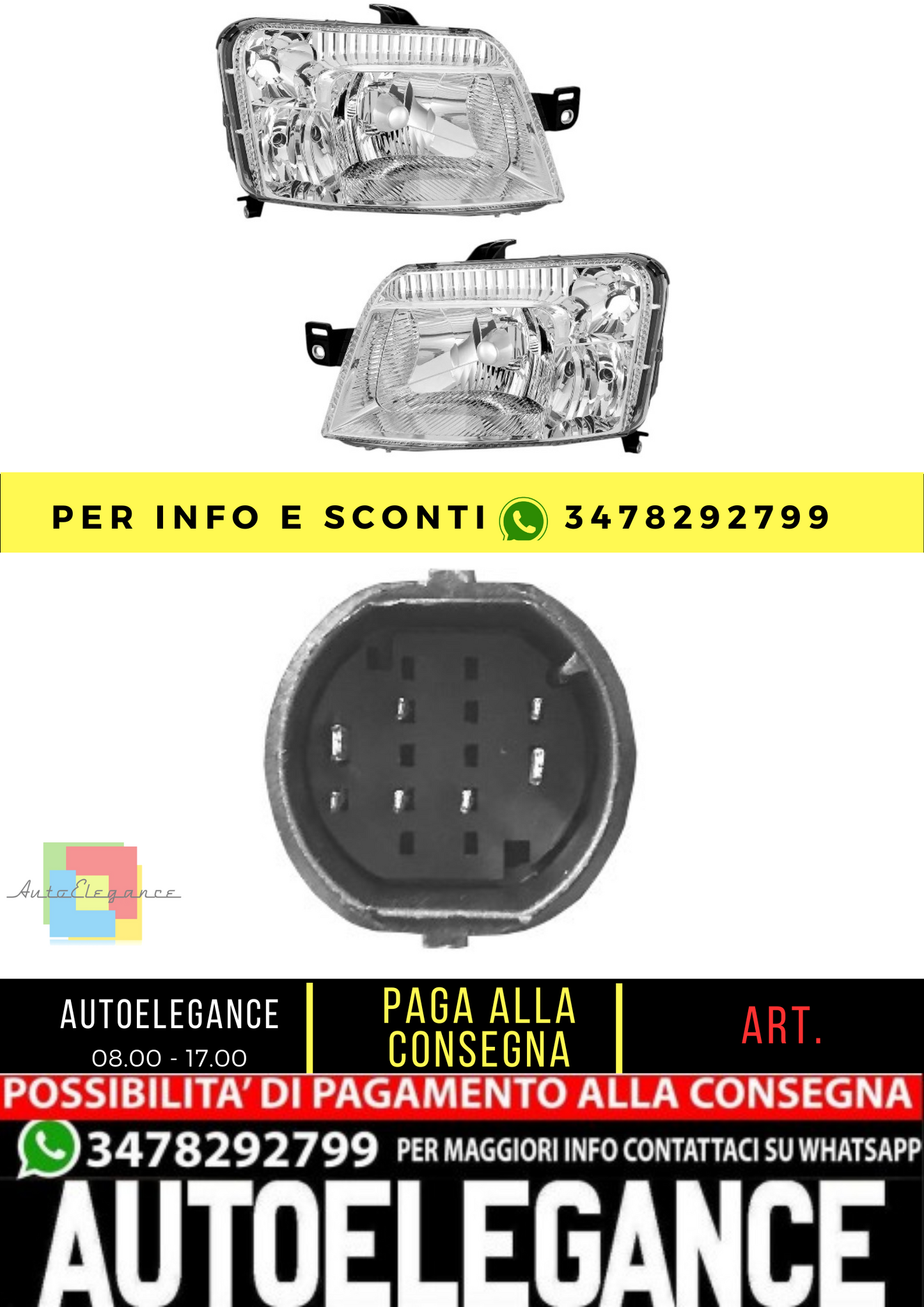 🔥Set fari per Fiat Panda 169 03-09 Attuatore alogeno H4 LWR 🔥