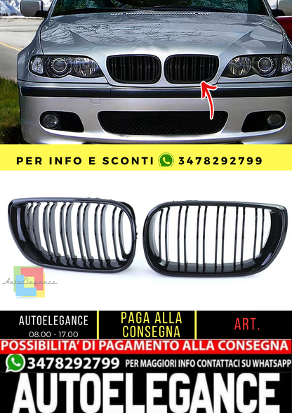 🔥Griglia griglia radiatore sportiva a doppia barra per BMW Serie 3 E46 01-05🔥