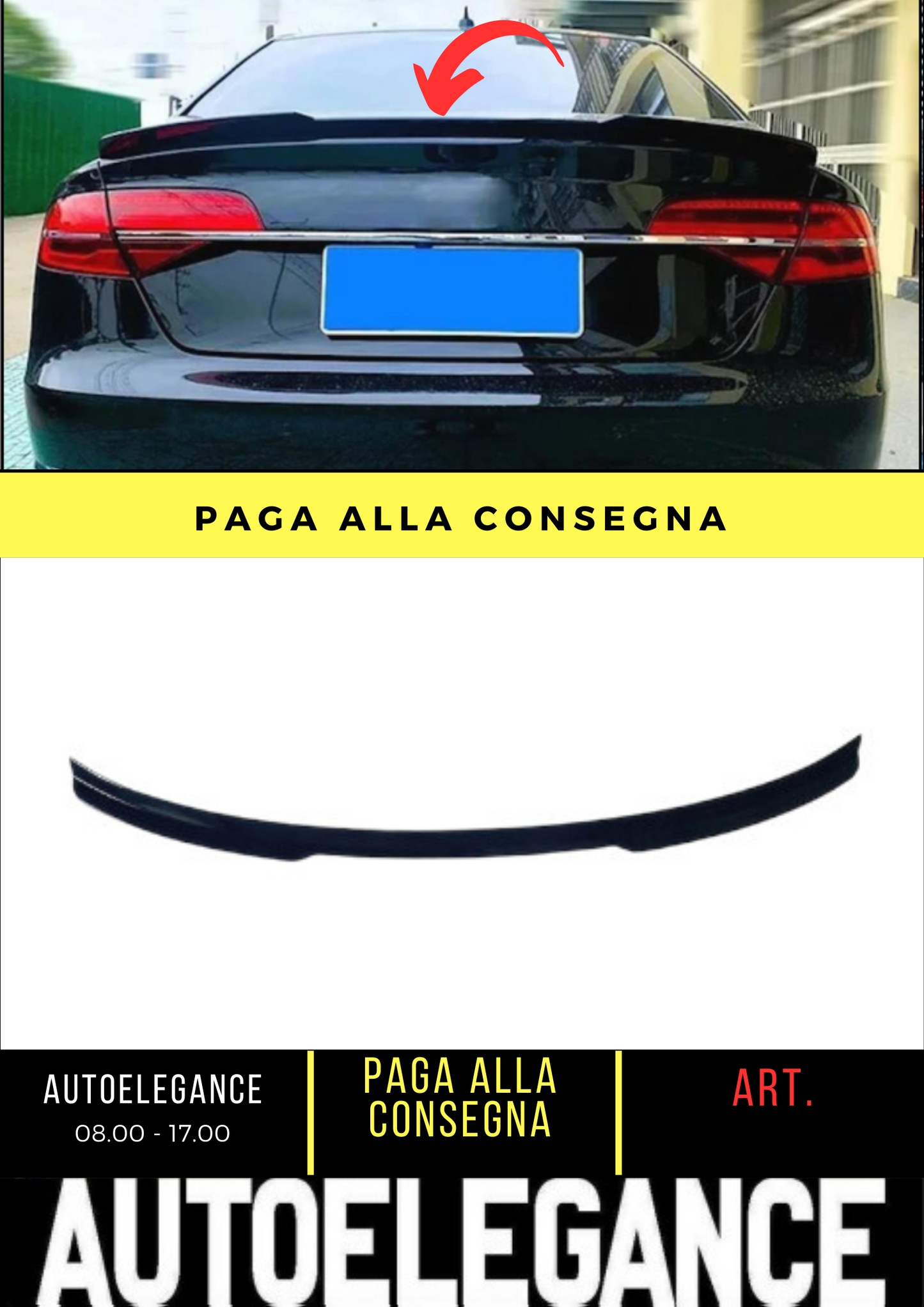 💕 REAR SPOILER SUITABLE FOR AUDI A8 D4 GLOSSY BLACK 💕