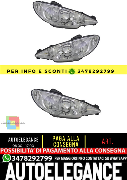 🔥Set fari per Peugeot206 + 206 CC dal 2005- H1 H7 alogeni LWR sinistro destro🔥