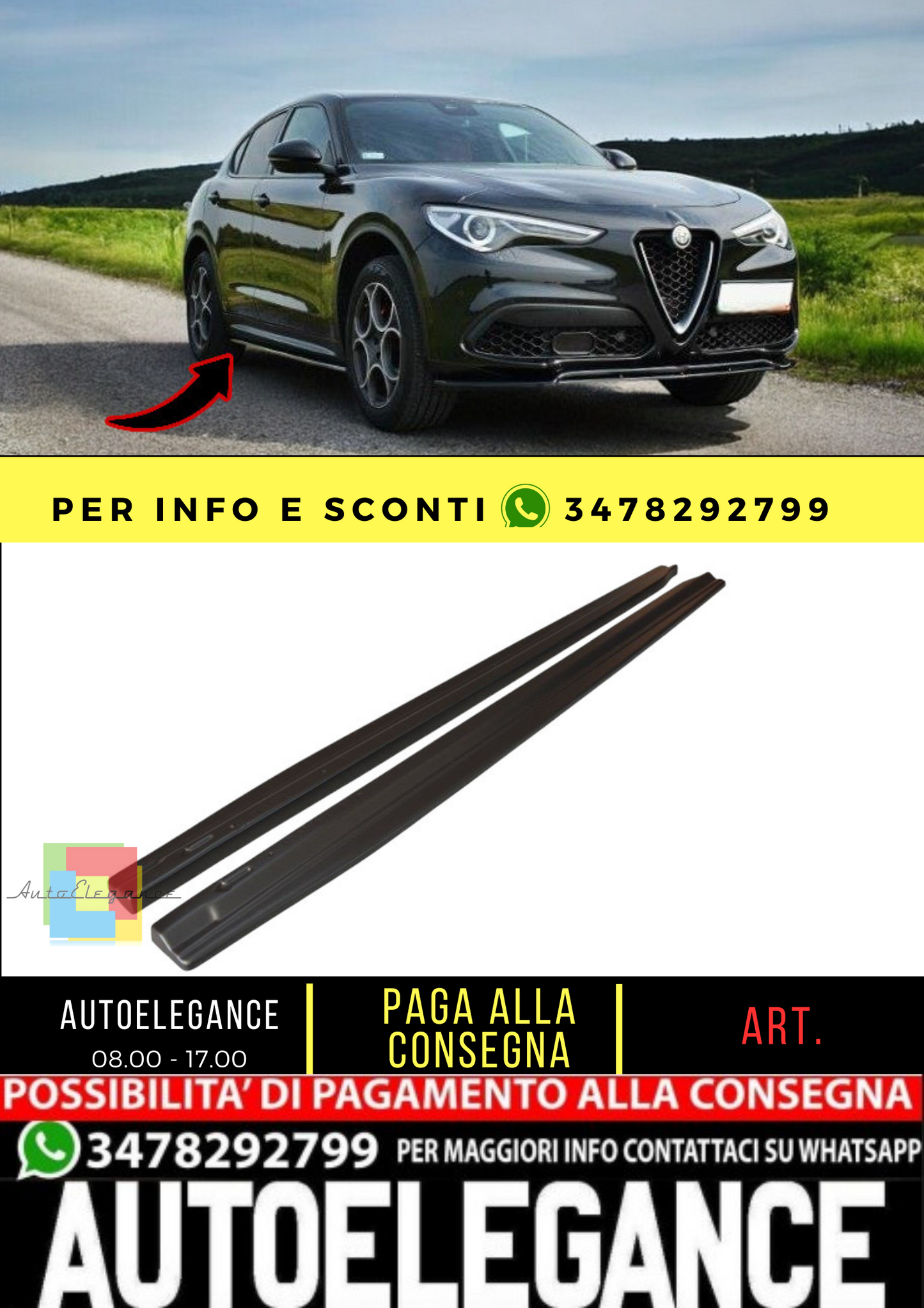 🔥MINIGONNE LATERALI DIFFUSORI Alfa Romeo Stelvio🔥