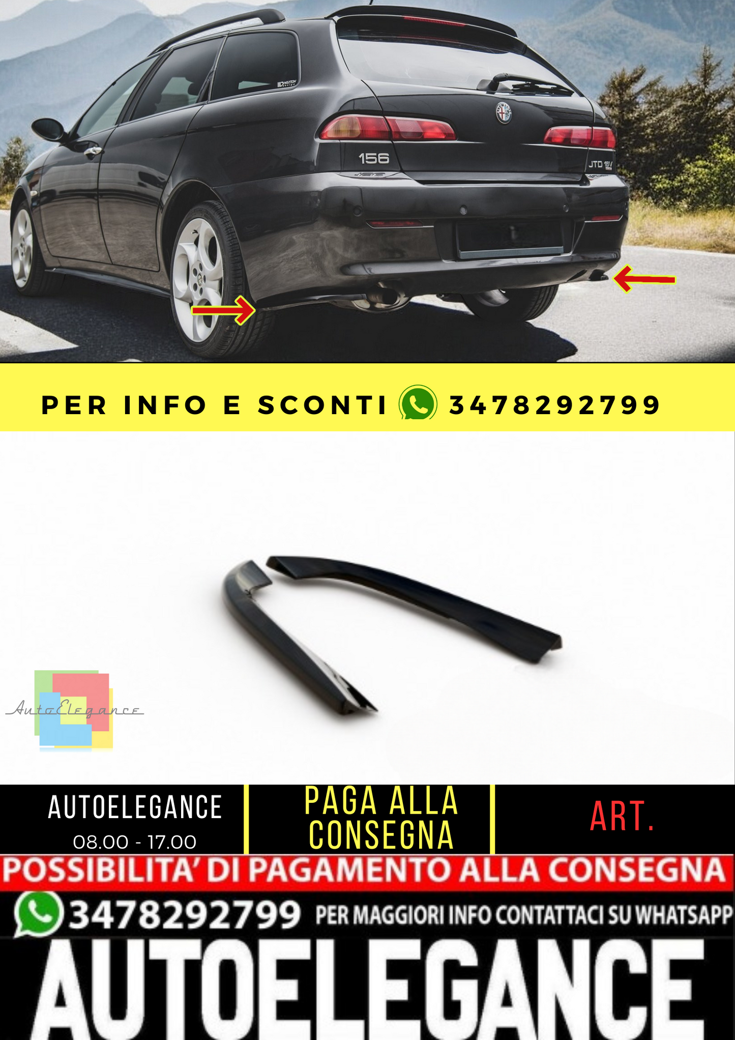 🔥Splitter Laterali Posteriori Alfa Romeo 156 SW Facelift🔥