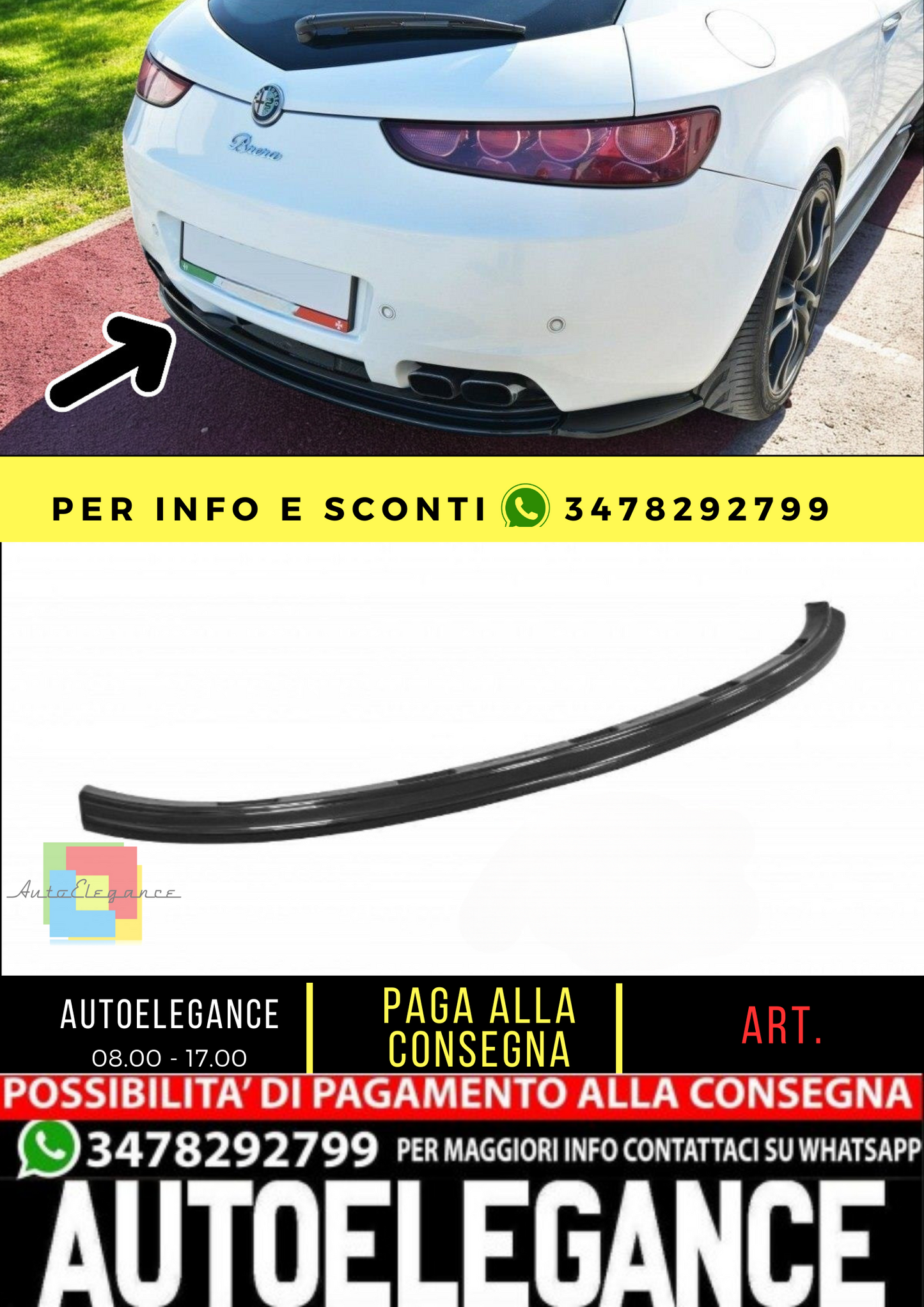 🔥Splitter posteriore Alfa Romeo Brera (senza barre verticali)🔥
