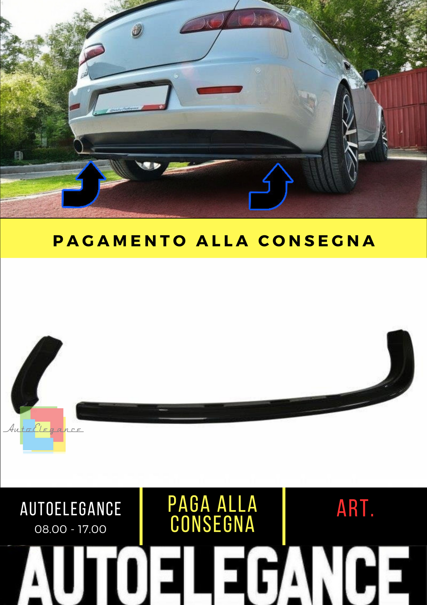 ✨SPLITTER POSTERIORE CENTRALE ALFA ROMEO 159 (senza barre verticali)✨