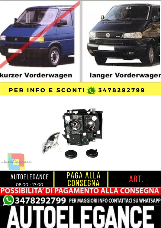 🔥Fari Angel Eyes per VW T4 96-03 Autobus Multivan vettura anteriore lunga neri