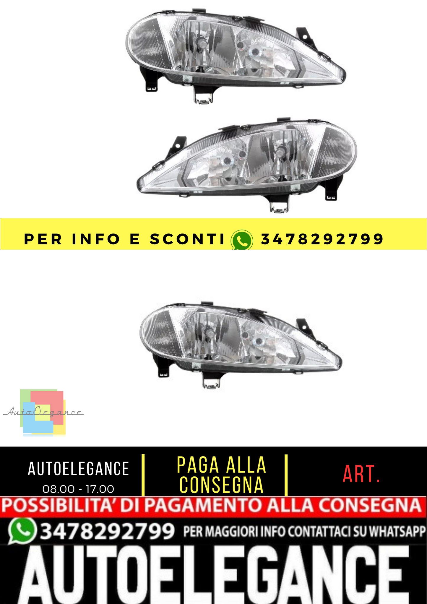 🔥Set fari per Renault Megane 1999-2003 H1 H7 lente alogena LWR🔥
