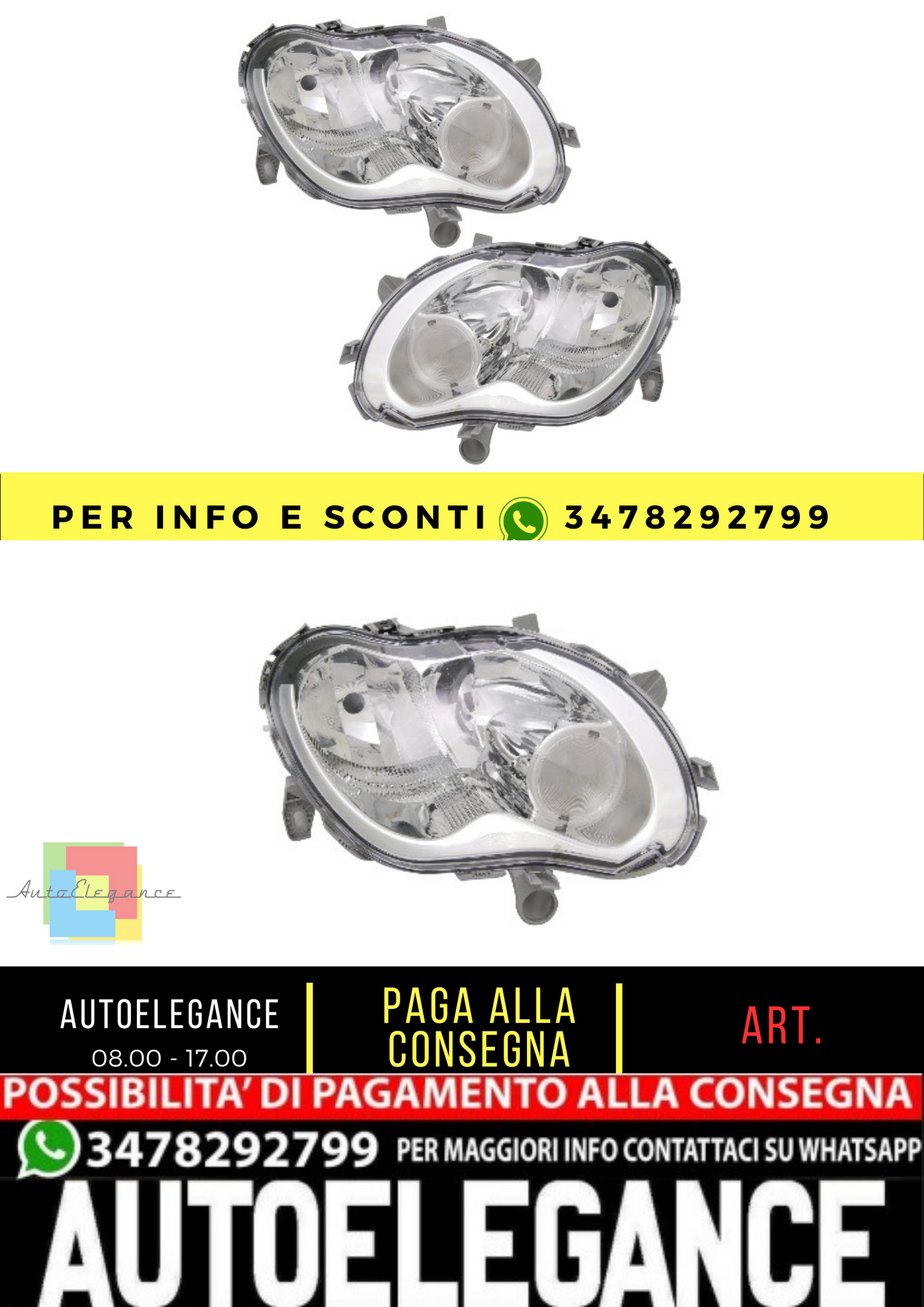 🔥Set fari per Smart City Coupé + motore Fortwo 450 H1 H7 alogeno LWR🔥